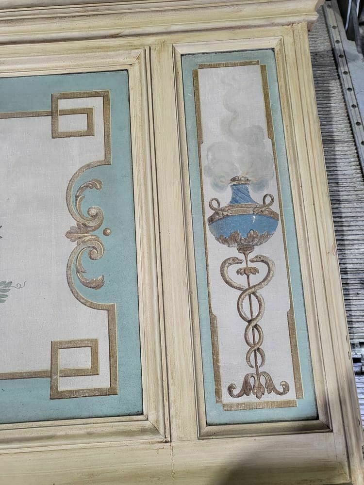 20thc Very  H French Painted Room Panel Mirror Door Frame photo for sale