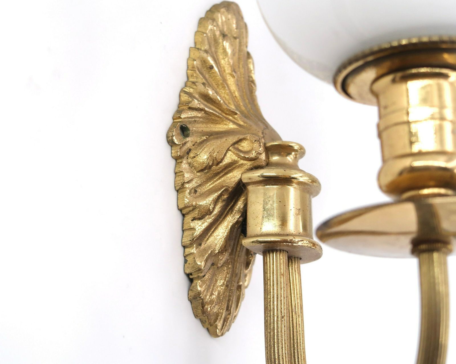 Three French Modernist Sconces, Brass And Glass, 1950s / Mid Century Modern Light Lamp Lighting Brass Atomic Lunel Arlus photo Lighting