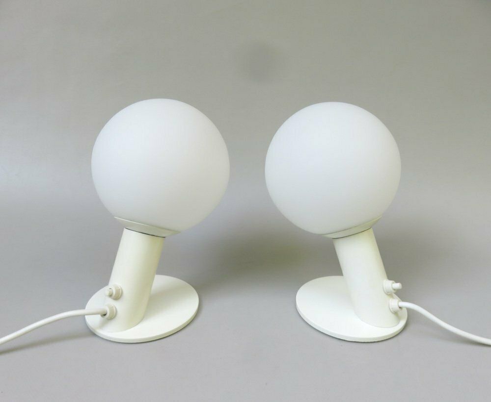 Small Space Age Table Lights In White, 1970s, Set Of 2