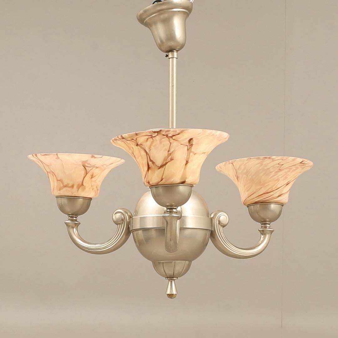Antique Ceiling Lamp Silver Pendant Light Hollywood Regency Chandelier Pink Cups photo furniture