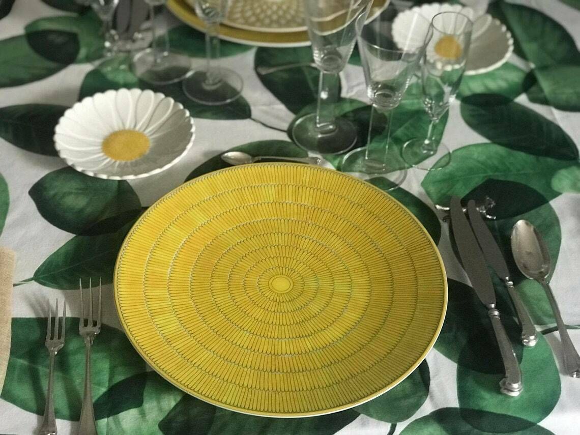 Hermes Under Plates Set Of 2 Soleil D Hermes Setting Place Presentation Plate Signed Wedding Gift Yellow Table Luxury Gift Wedding Gift photo 756.0
