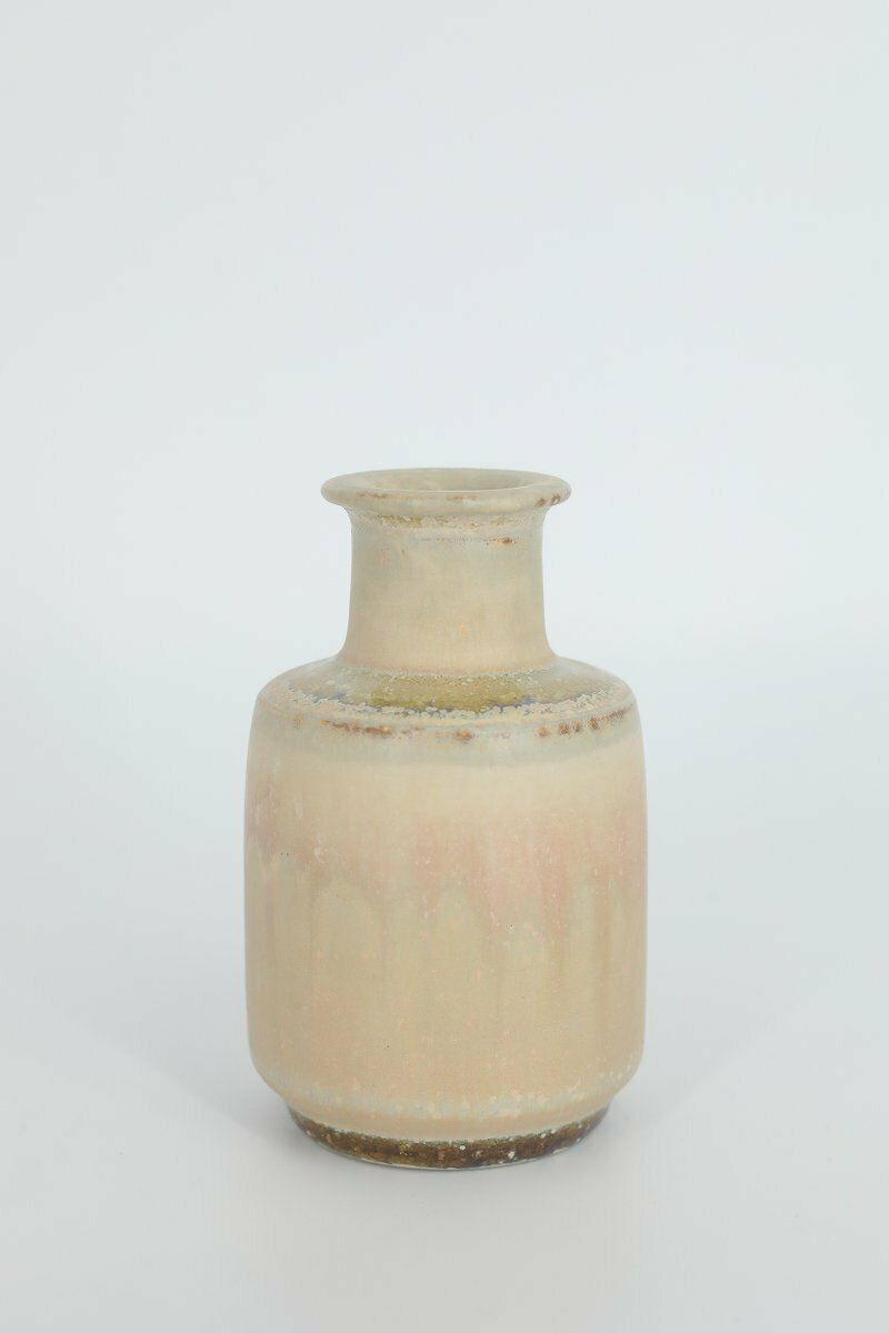 Small Mid Century Scandinavian Modern Collectible Sand Stoneware Vase By Gunnar Borg For Höganäs Ceramics, 1960s
