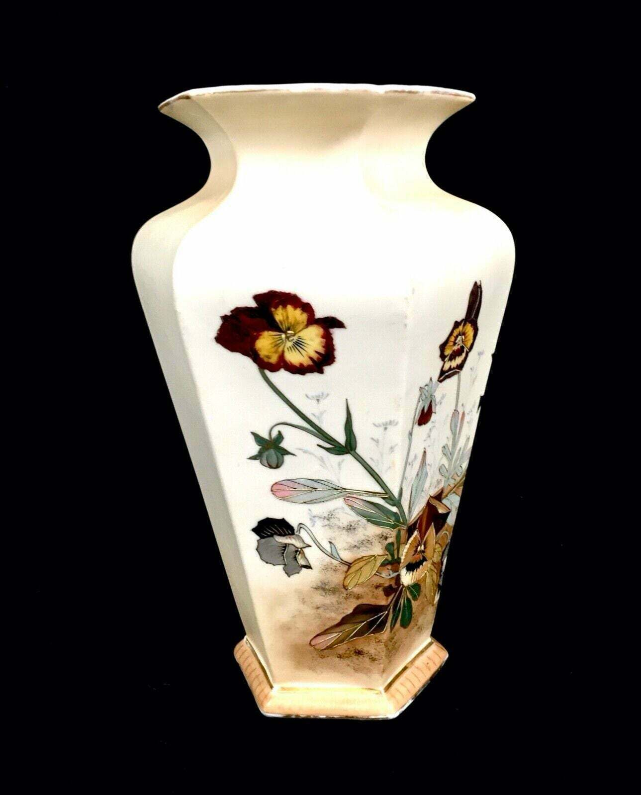 Pair Of Antique Robert Hanke Vases Austrian Art / Floral Decoration / C.1900 photo for sale