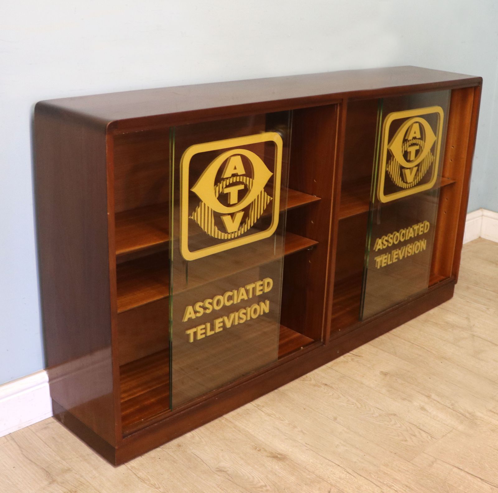 photo buy A Wonderful Quality Mid Century Mahogany Veneered Cabinet, Sign Written For Associated Television.