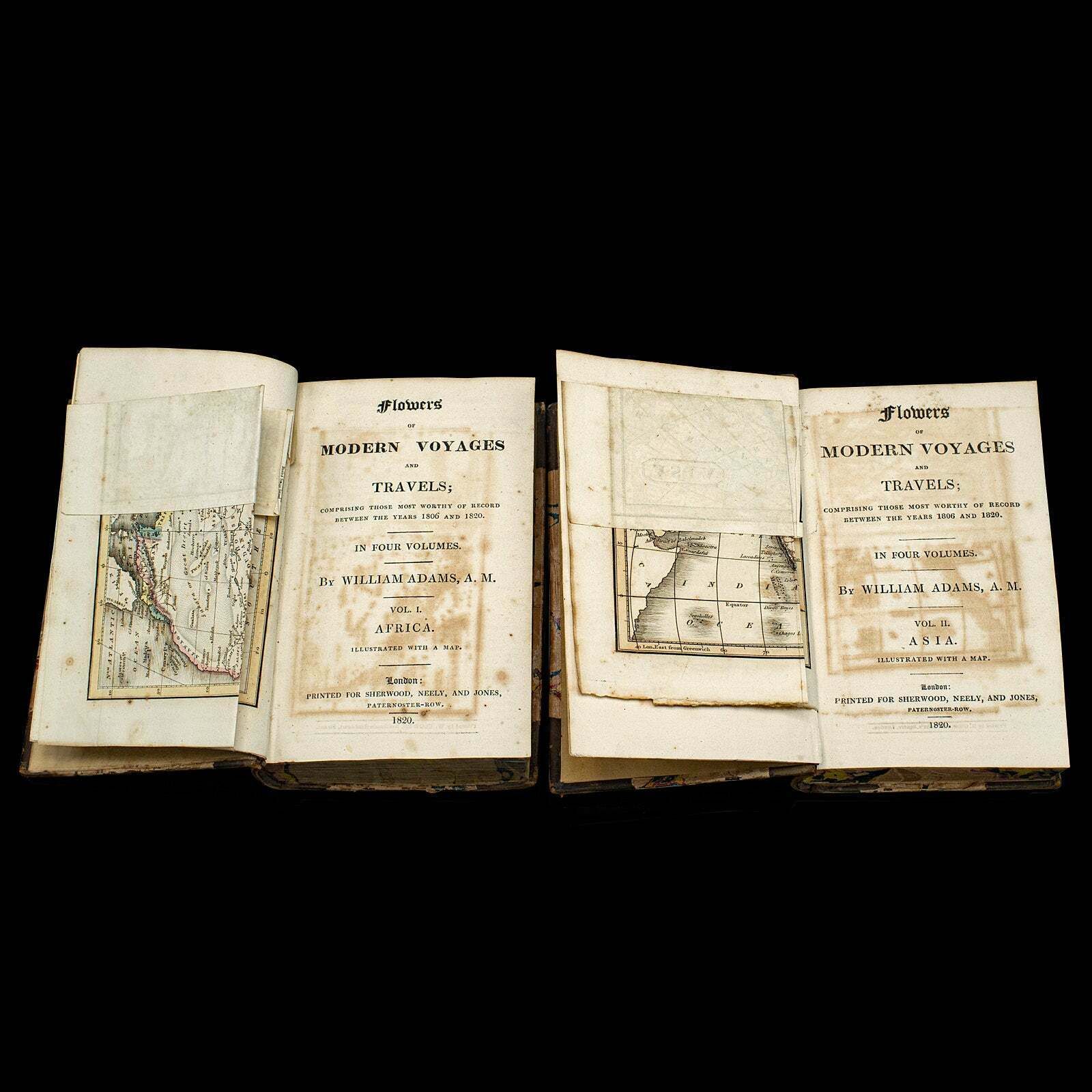 4 Vols Antique Botany Books, Flowers Of Modern Voyages, English, Georgian, 1820 photo Home Decor