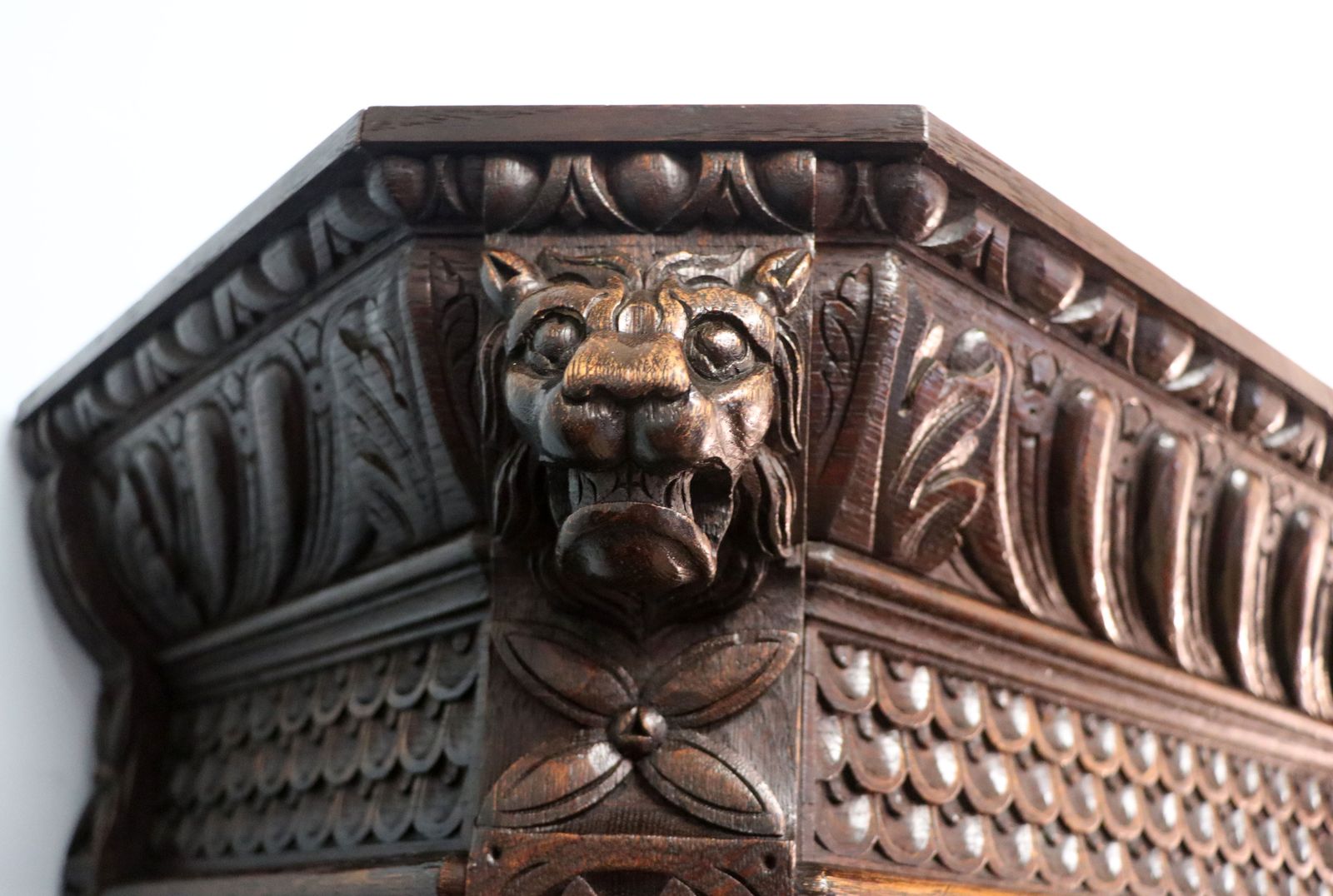 A Lovely Late 19th Heavily Carved Oak Bookcase Cabinet On Stand, Later Sign Written With A Selection Of German Beer Related Emblems. photo buy