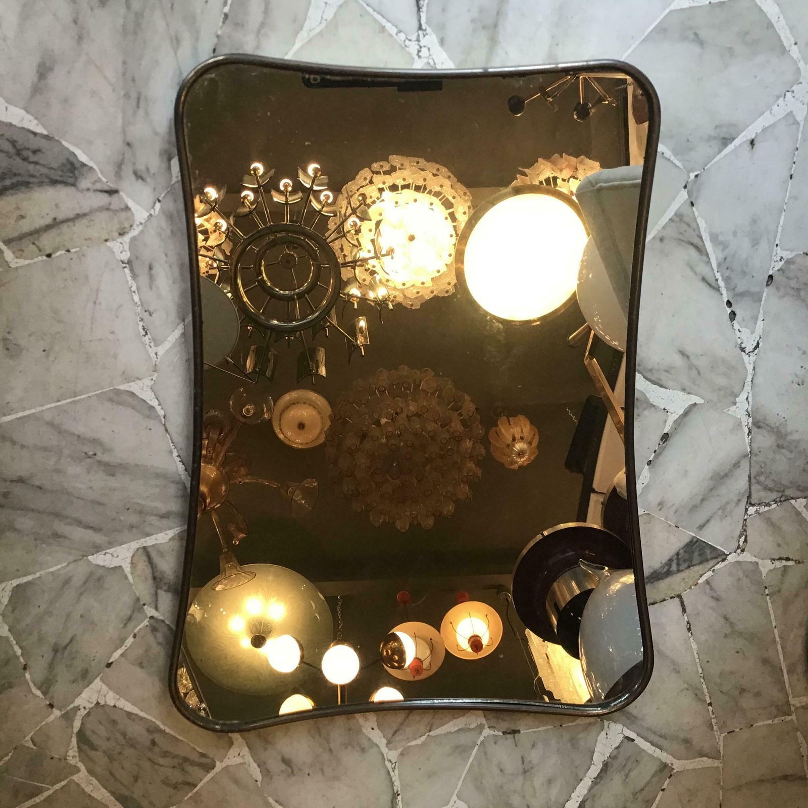 Fontana Arte Mirror Brass Wood Mirrored Glass 1950 Italy photo buy