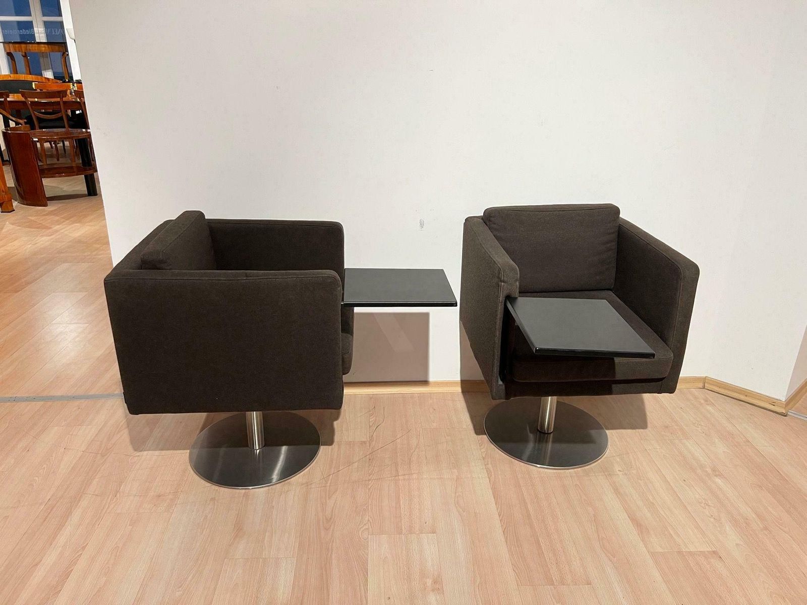 Pair Of Cubic Swivel Chairs With Tableau By Lensvelt, Netherlands, Early 21st C. photo for sale