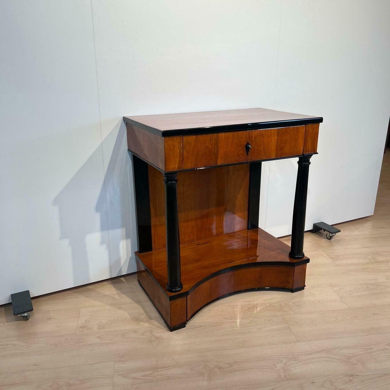 photo furniture Biedermeier Console Table, Cherry Veneer, Two Drawers, South Germany Circa 1820