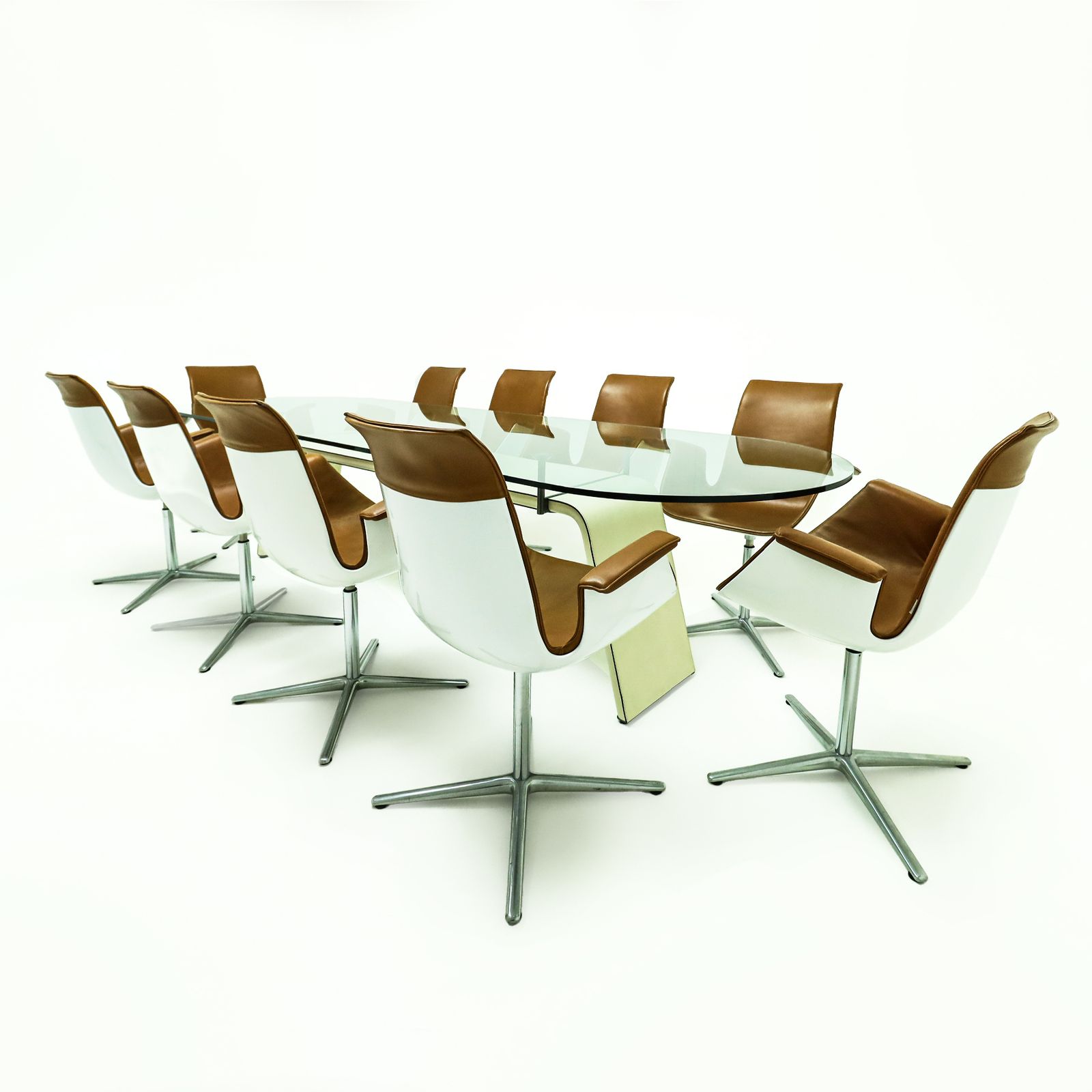 photo buy Set Of 10 Preben Fabricius And Jorgen Kastlhom Cognac Leather Fk 6728 High Back Armchairs For Walter Knoll