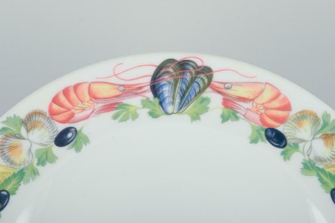 Pillivuyt, France. Six Large Dinner Plates In Porcelain With Seafood Motif photo Home Decor