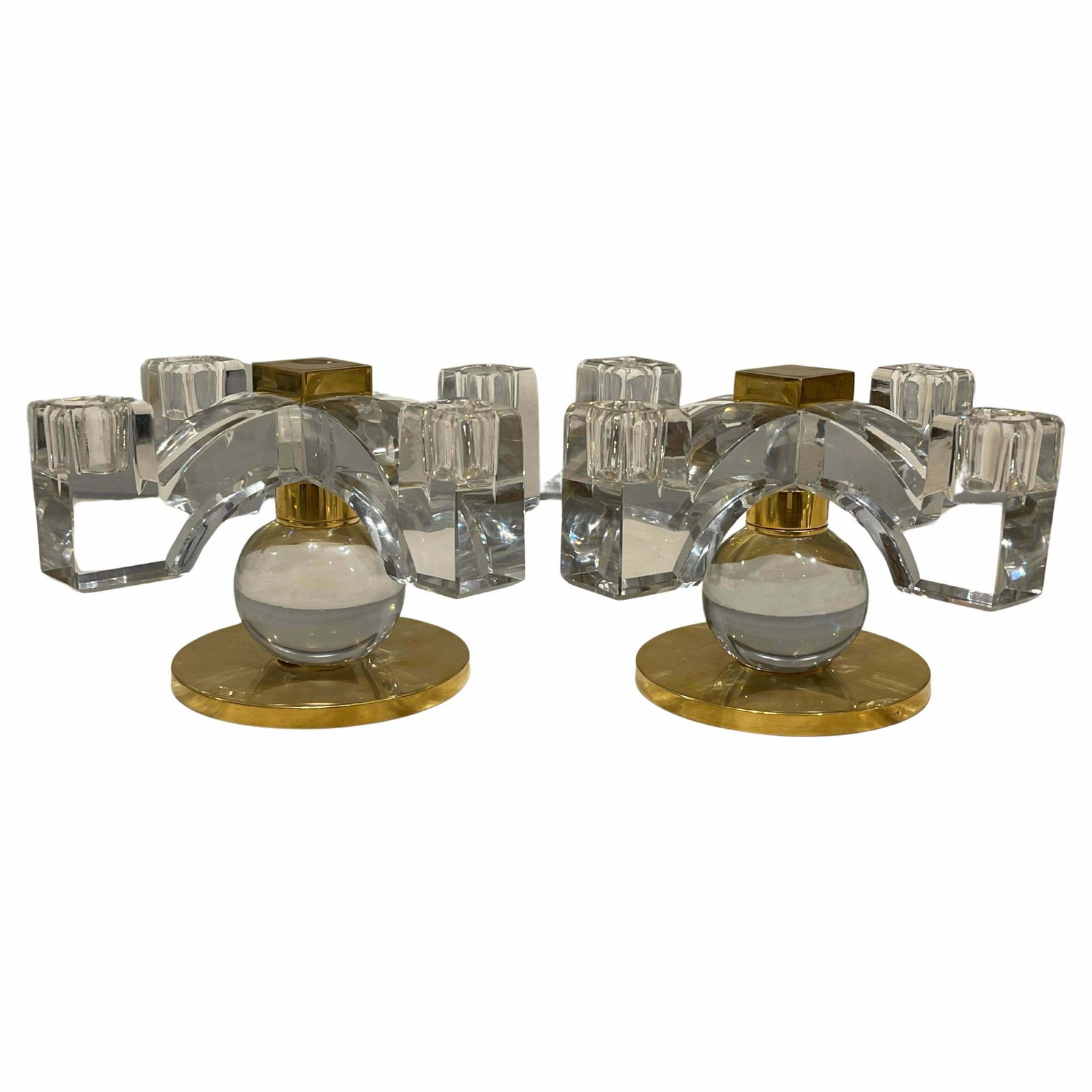 Fabulous Pair Of Baccarat Crystal Candelabras, By Jacques Adnet, France, 1935