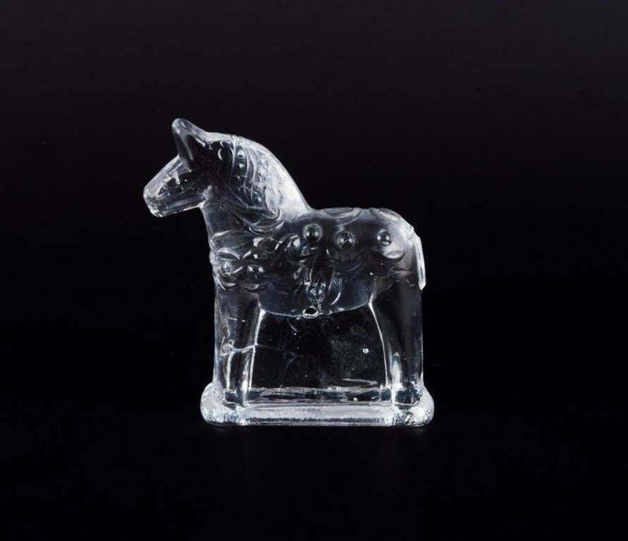 Swedish Glass Artist. Four Dala Horses In Clear Mouth Blown Art Glass. 1970s photo 258.0