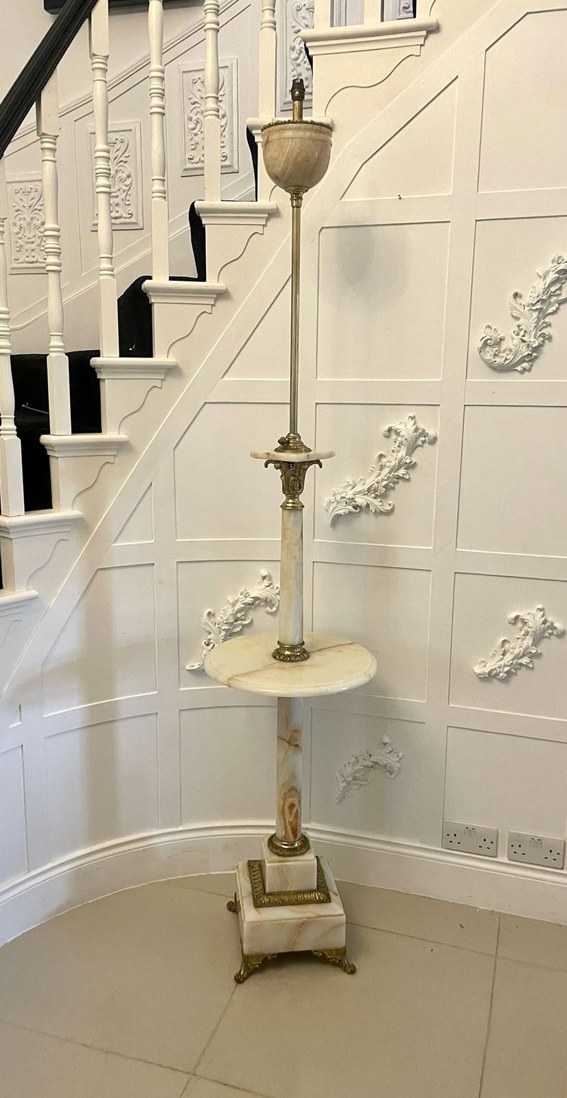 Lighting Unusual Antique French Onyx And Ormolu Extending Floor Lamp photo