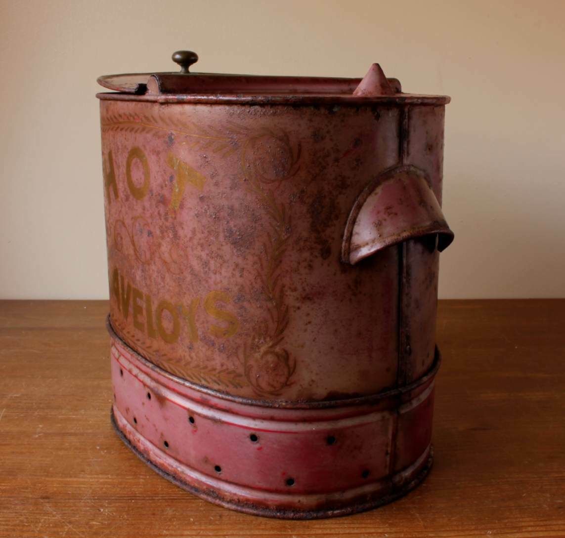 Home Decor Street Vendor Hot Saveloy Steamer. Tin Toleware Hot Dog Sausage Cooker. photo