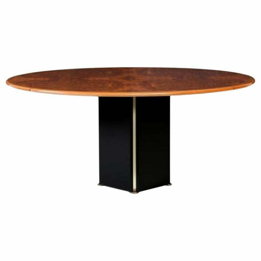 Afra & Tobia Scarpa Table With Oval Shaped Top In Wood By Maxalto 1970s