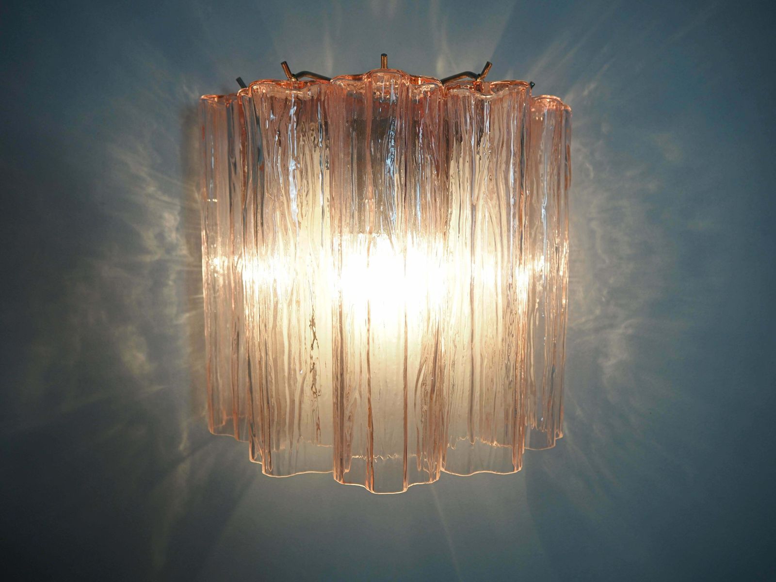 Midcentury Pair Of Pink Tronchi Sconces Murano photo for sale