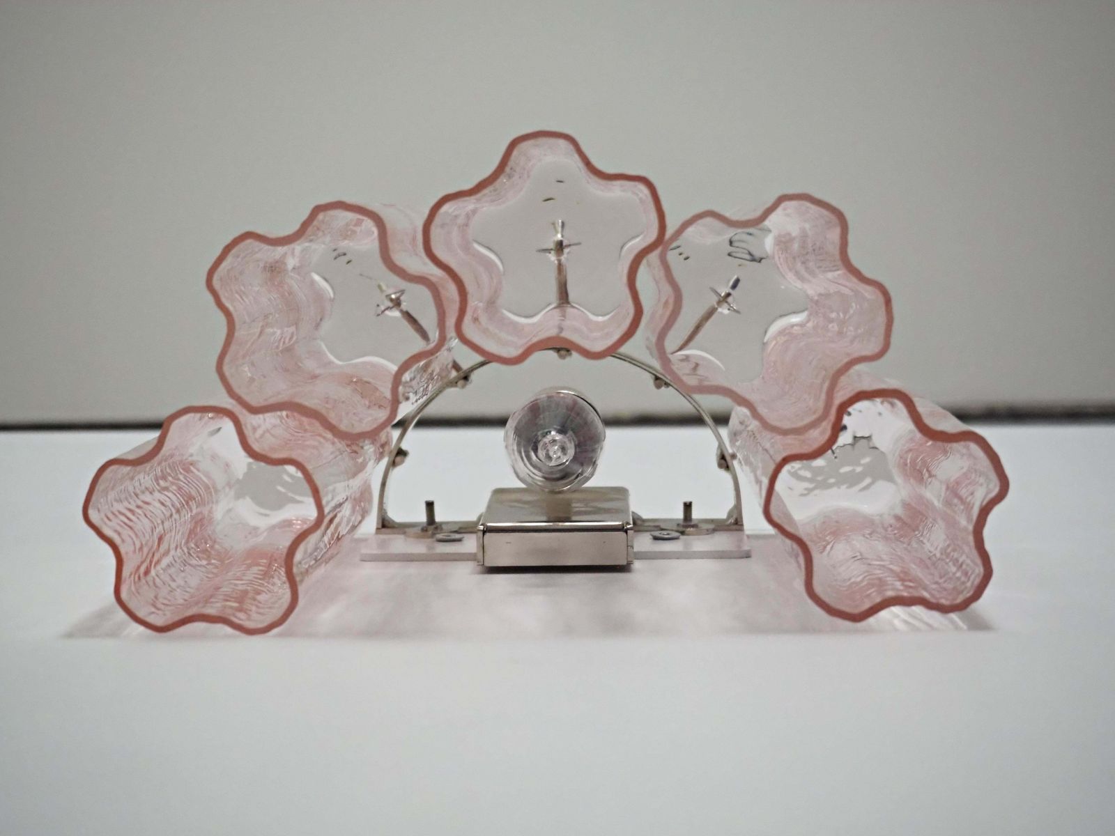 797.0 Midcentury Pair Of Pink Tronchi Sconces Murano photo