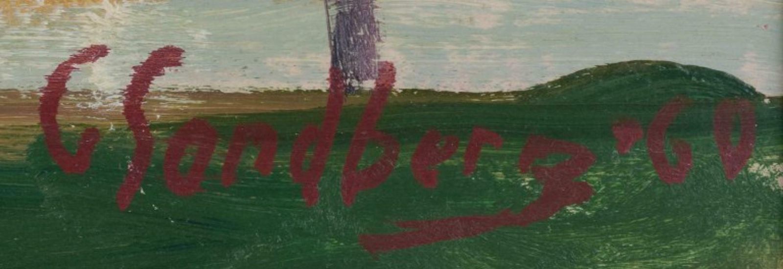 Gotthard Sandberg, Swedish Artist. Oil On Board. Modernist Landscape photo 516.0