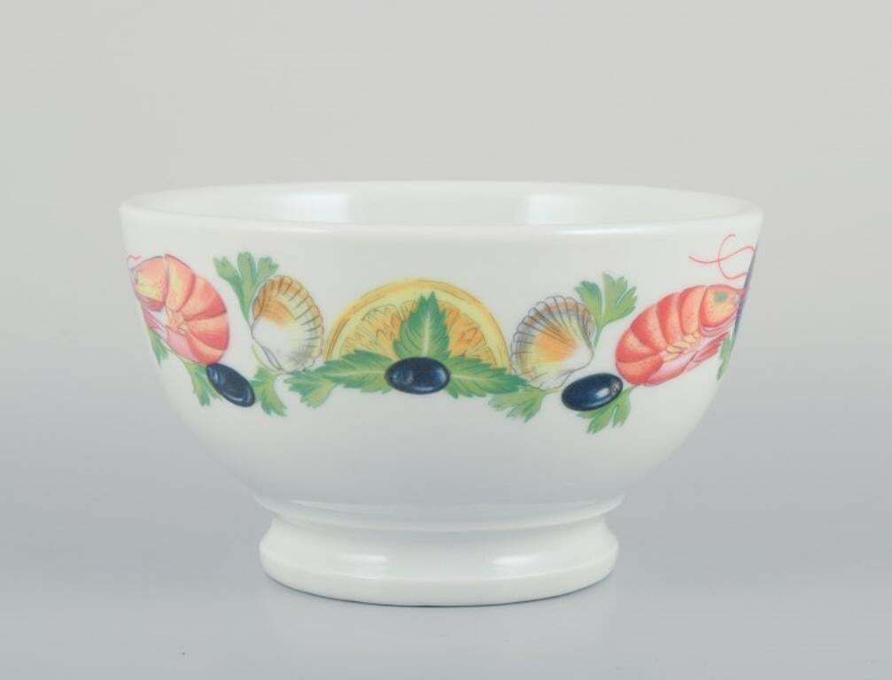 Pillivuyt, France. Set Of Two Porcelain Bowls With Seafood Motif. photo 161.0