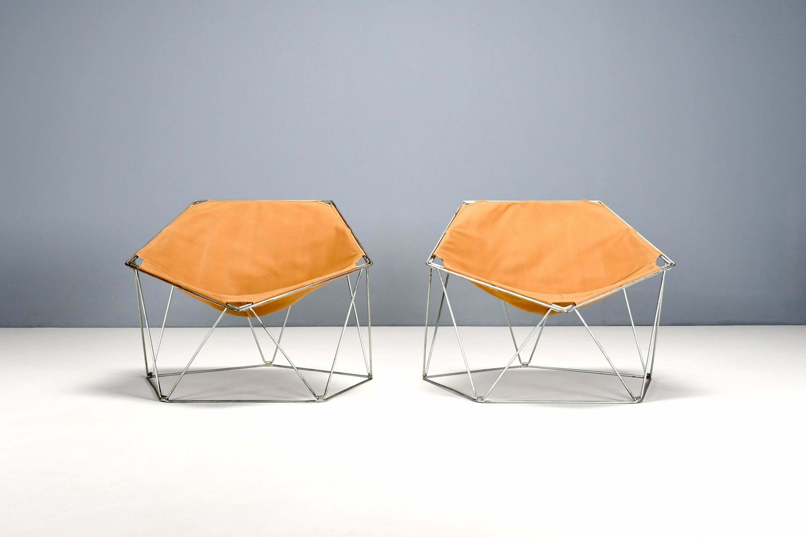 Early Ocher Canvas Penta Chairs By Jean Paul Barray & Kim Moltzer For Bofinger photo for sale