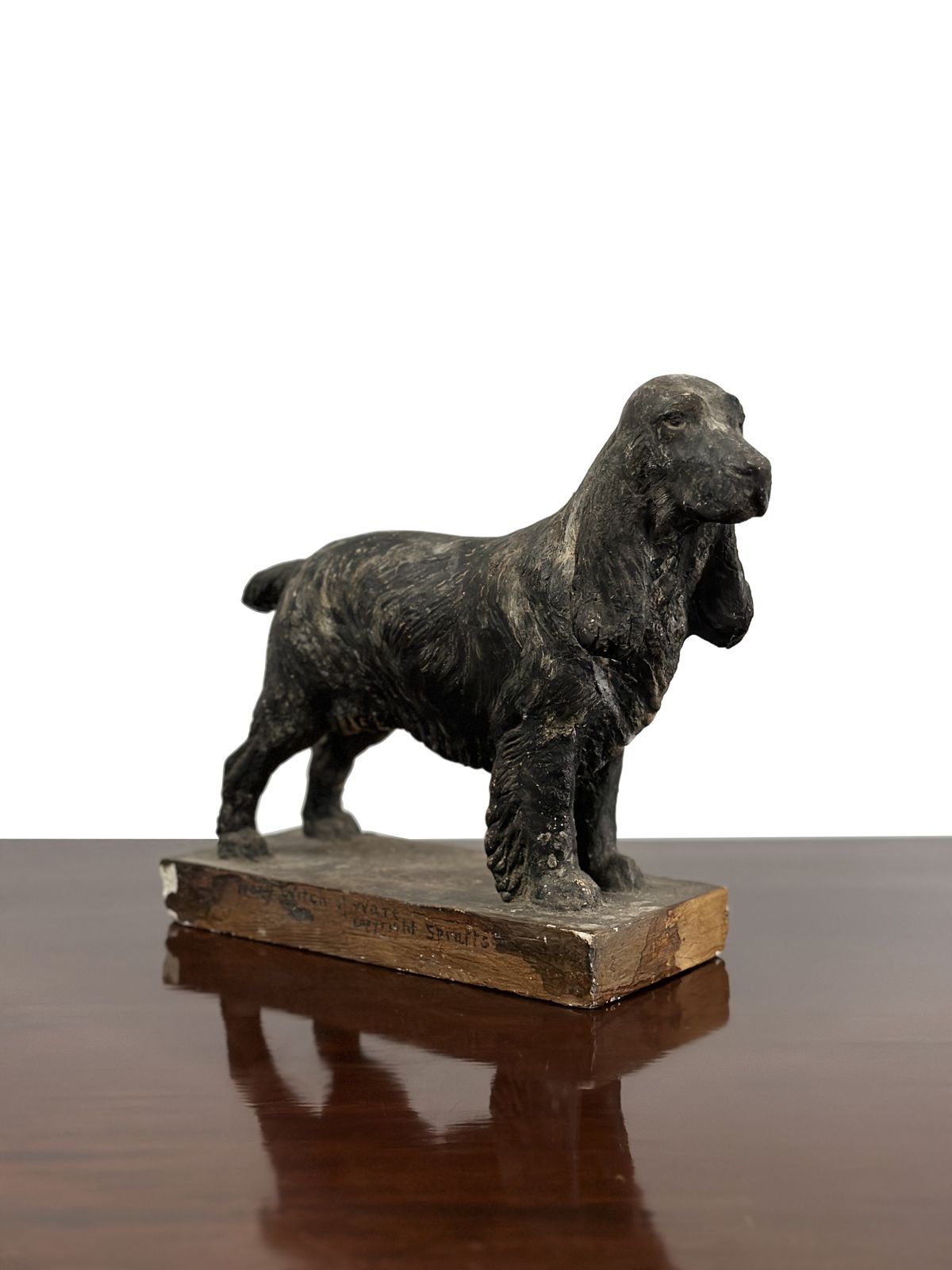 Pair Antique Painted Plaster Model Dachshund Cocker Spaniel Dog Sculptures By Frederick Thomas Daws (1878 1956) photo furniture
