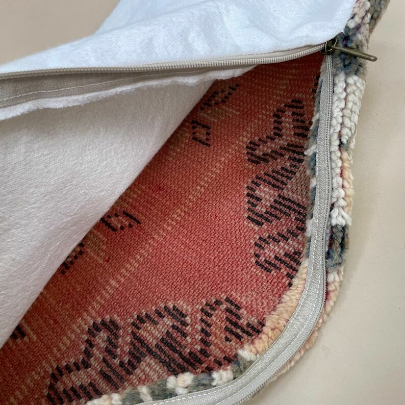 Antique Kilim Berber Cushion Moroccan Pillow Feather Filled Handwoven Patterned photo vinterior