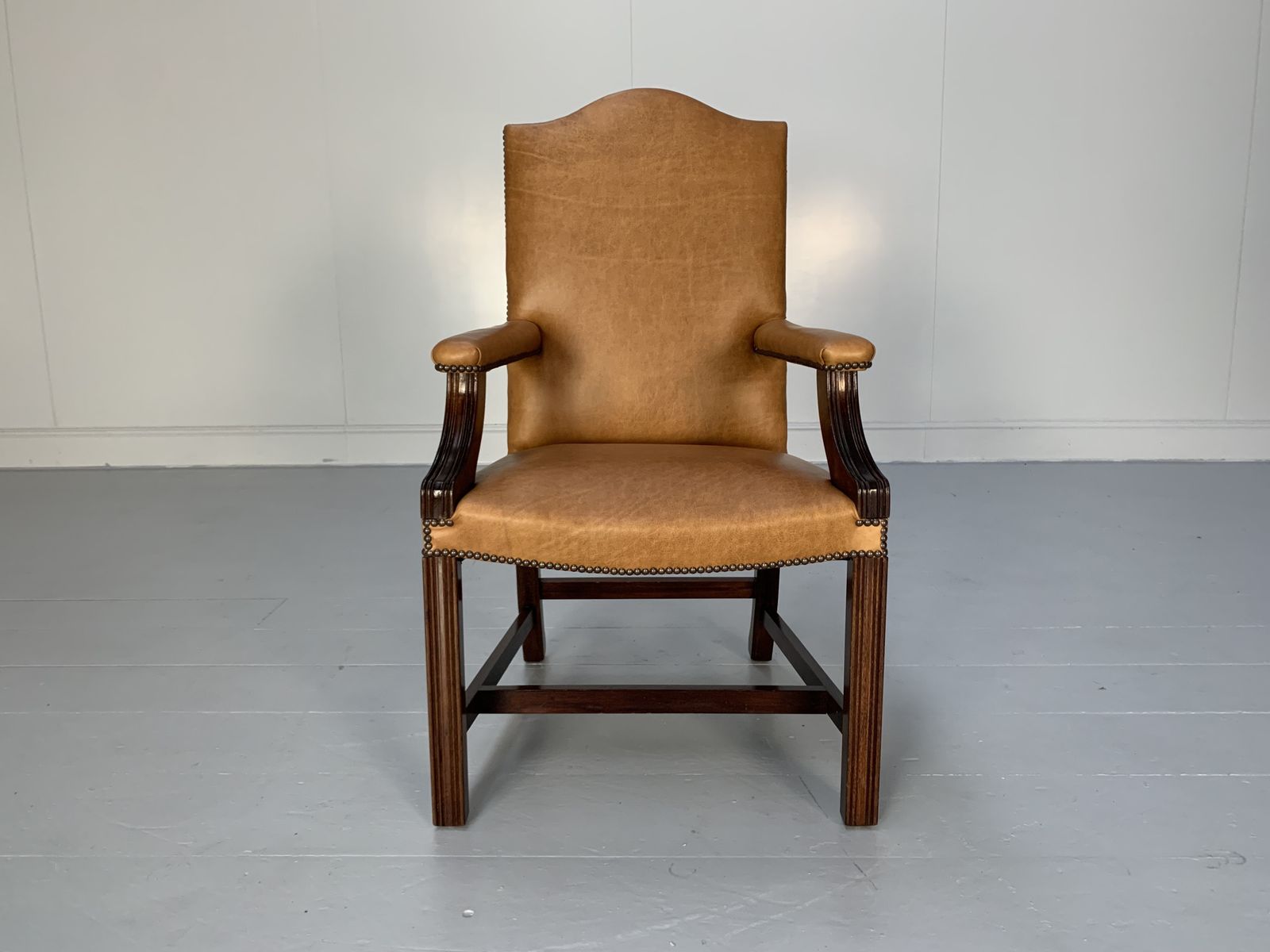 George Smith “Gainsborough” Unbuttoned Carver Armchair – In Tan Brown Leather