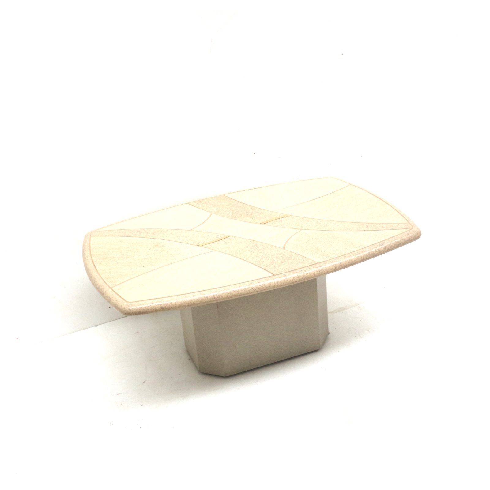Vintage Travertine Coffee Table With Brass Details Made In The 1970s