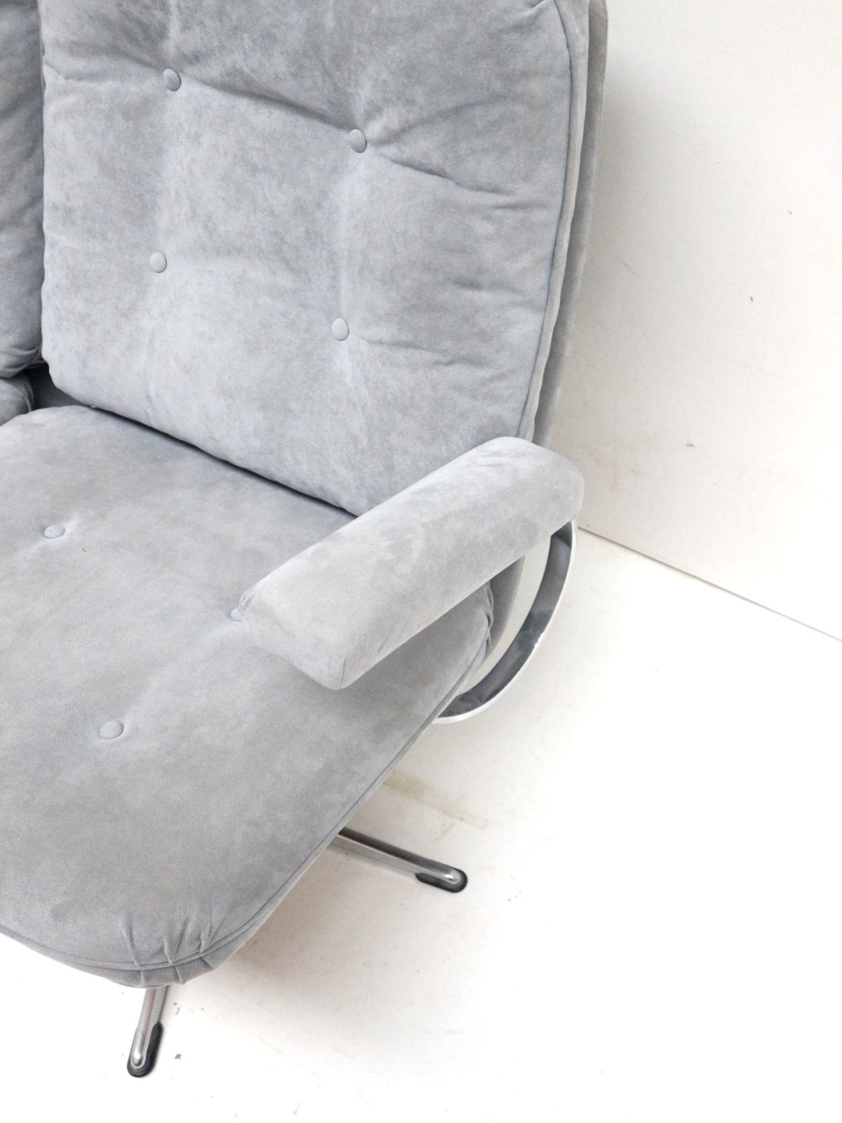 Vintage 3 Seater Sofa With Gray Suede Upholstery Made In The 1970s photo vinterior