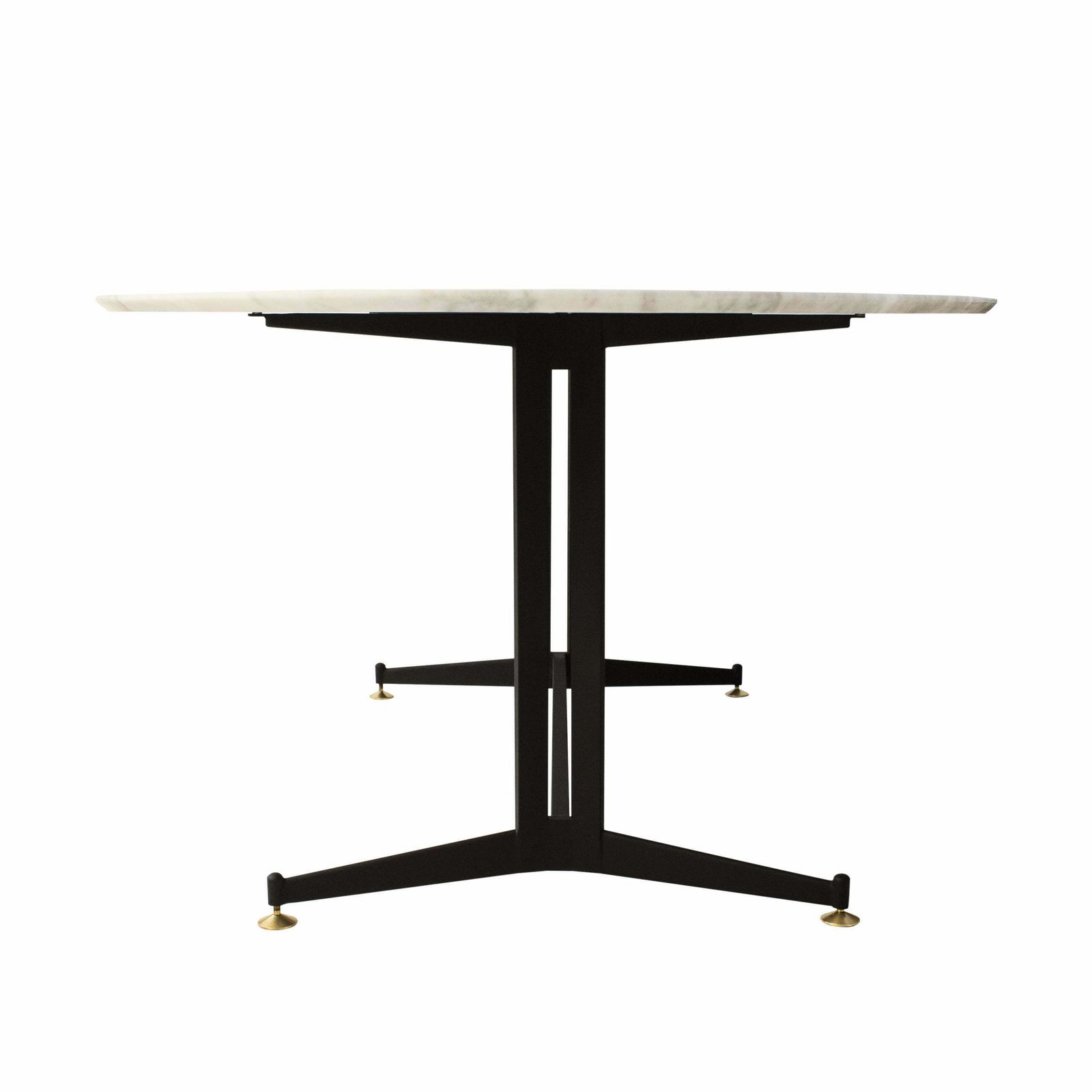 Mid Century Modern Carrara Marble Dining Table With Metallic Foot, Italy, 1950 photo furniture