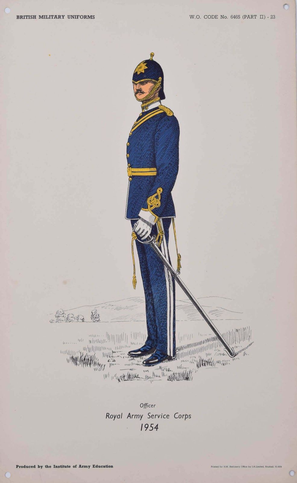 Royal Army Service Corps Institute Of Army Education Military Uniform Lithograph
