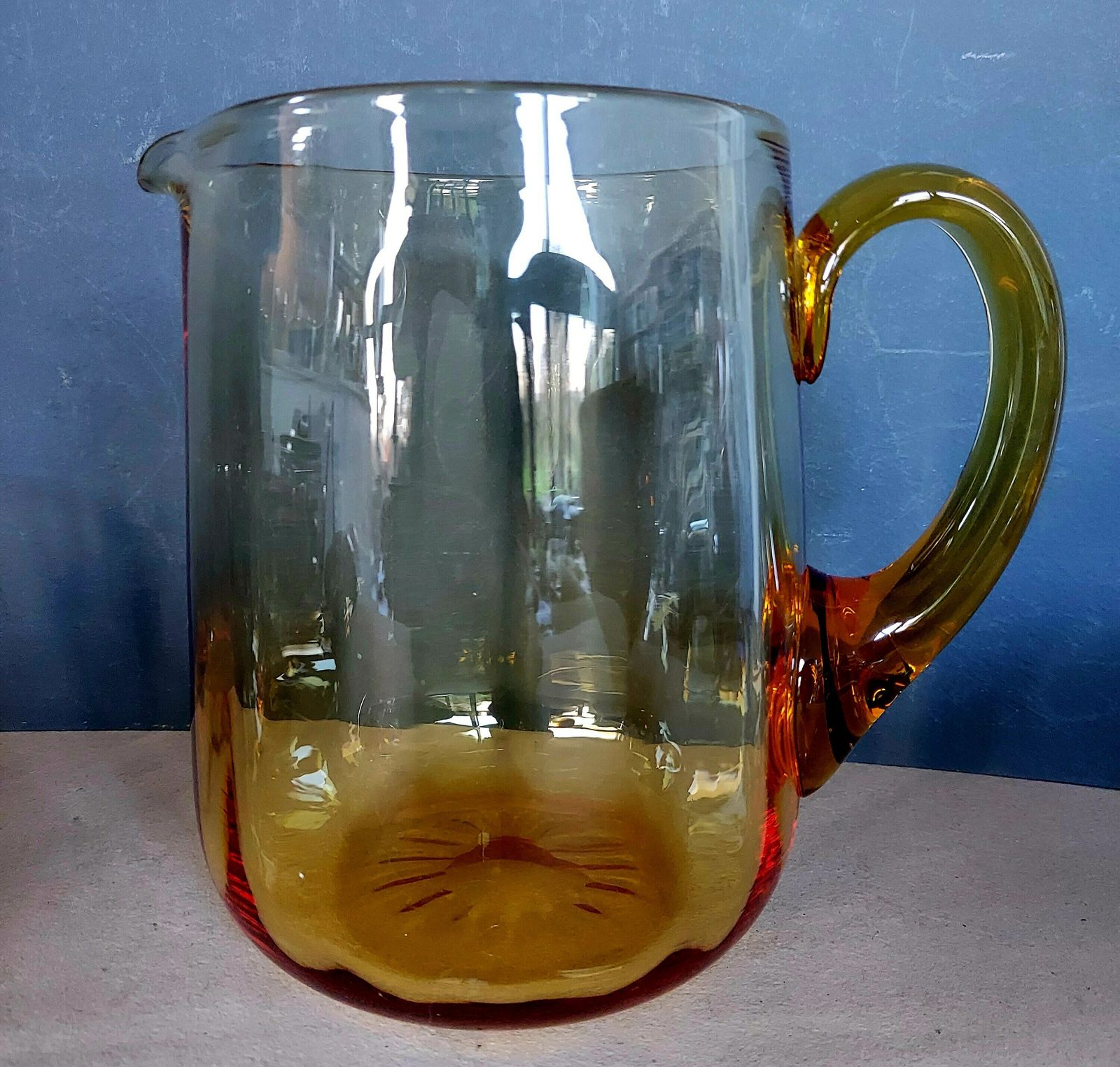 Vintage Whitefriars Crystal Amber Glass Pitcher Set With Four Glasses, 1960's photo buy
