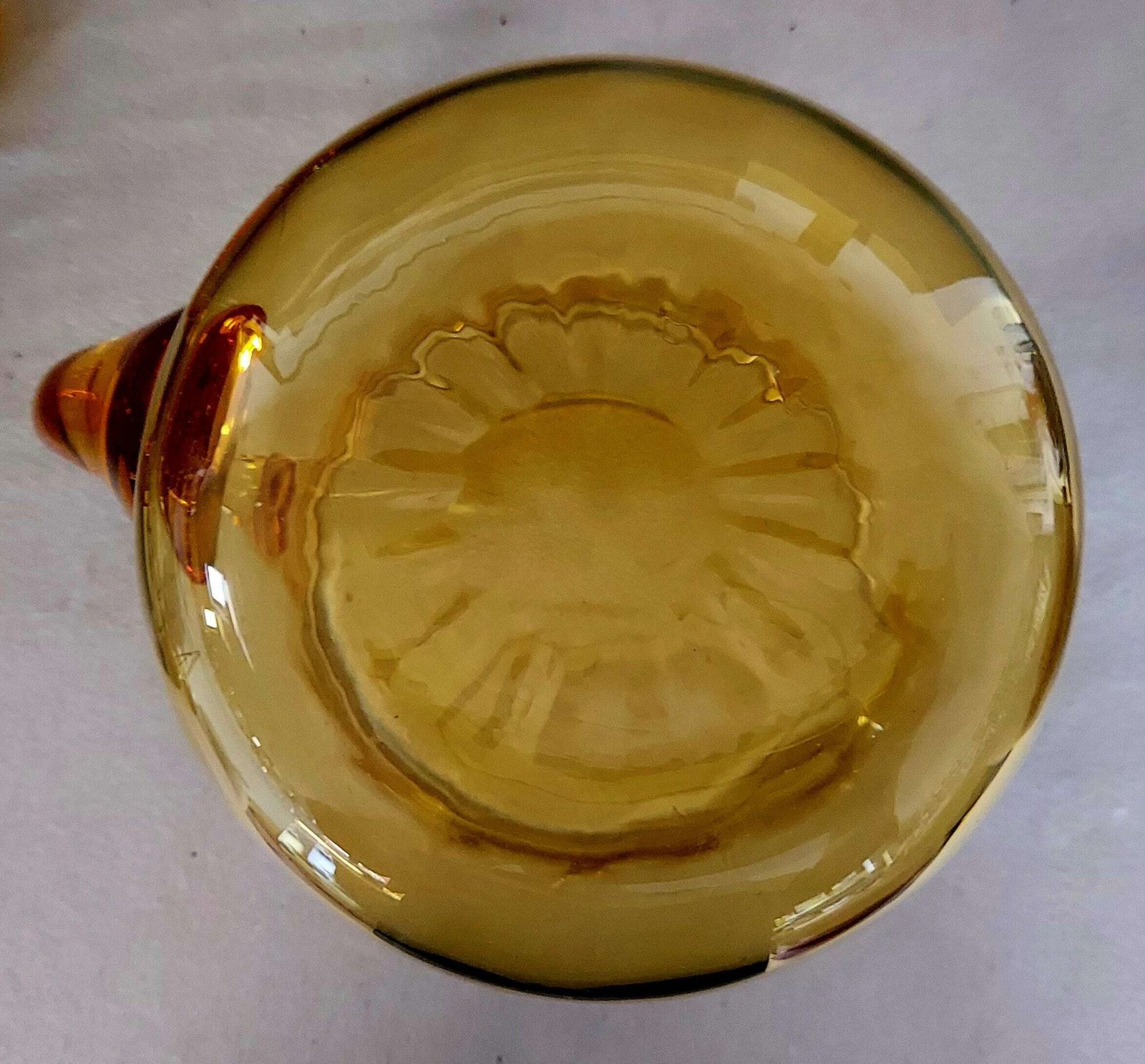 photo furniture Vintage Whitefriars Crystal Amber Glass Pitcher Set With Four Glasses, 1960's