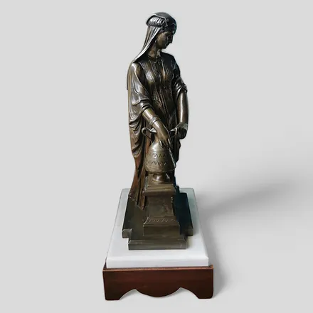 Eutrope Bouret 19th Century French Bronze Statue Of A Woman With Jar photo for sale