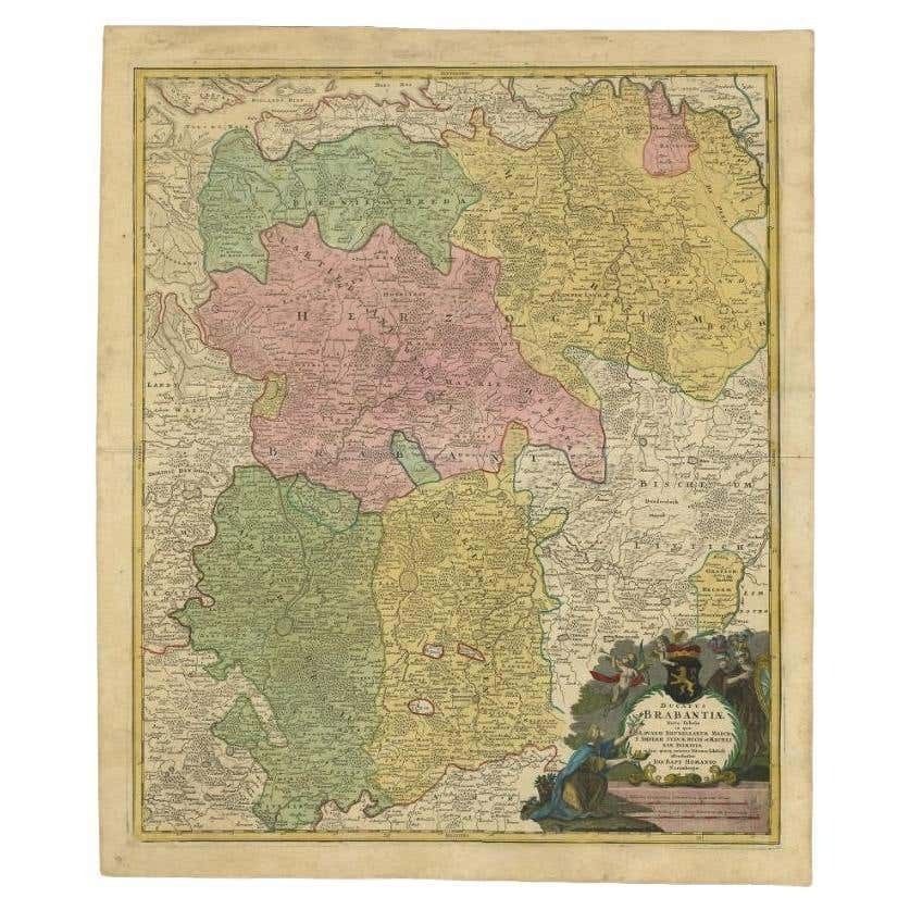Antique Map Of Vlaams Brabant By Homann Heirs, C.1720