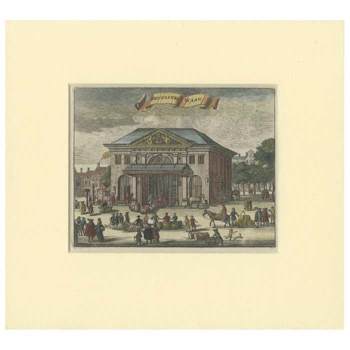 Antique Print Of The Weigh House In Amsterdam, 1693
