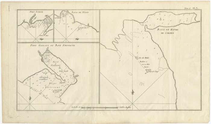 Antique Map Of Cordes Bay, Port Famine, Woods Bay And Surroundings photo furniture
