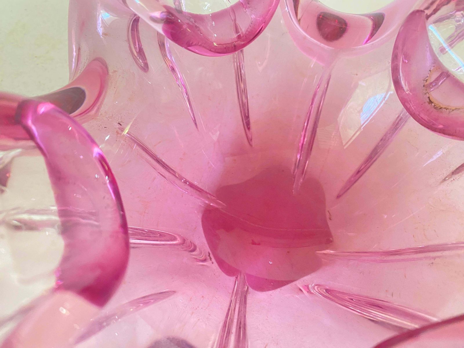 Vide Poche Or Ashtray In Art Glass Venice Pink Color Italy Murano 1970 photo furniture