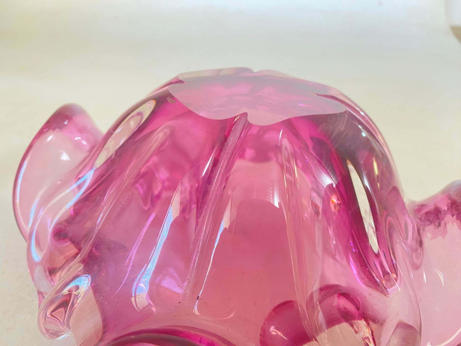 369.0 Vide Poche Or Ashtray In Art Glass Venice Pink Color Italy Murano 1970 photo