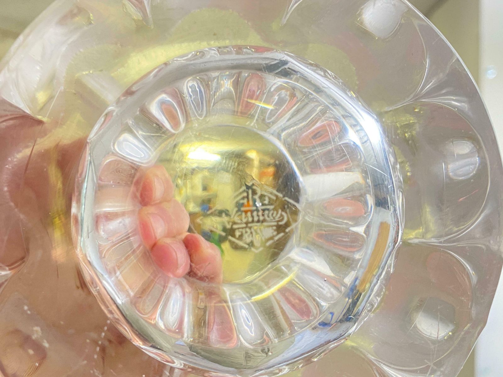 Art Deco Molded Glass Ashtray France 1940 Transparent Color Signed photo furniture
