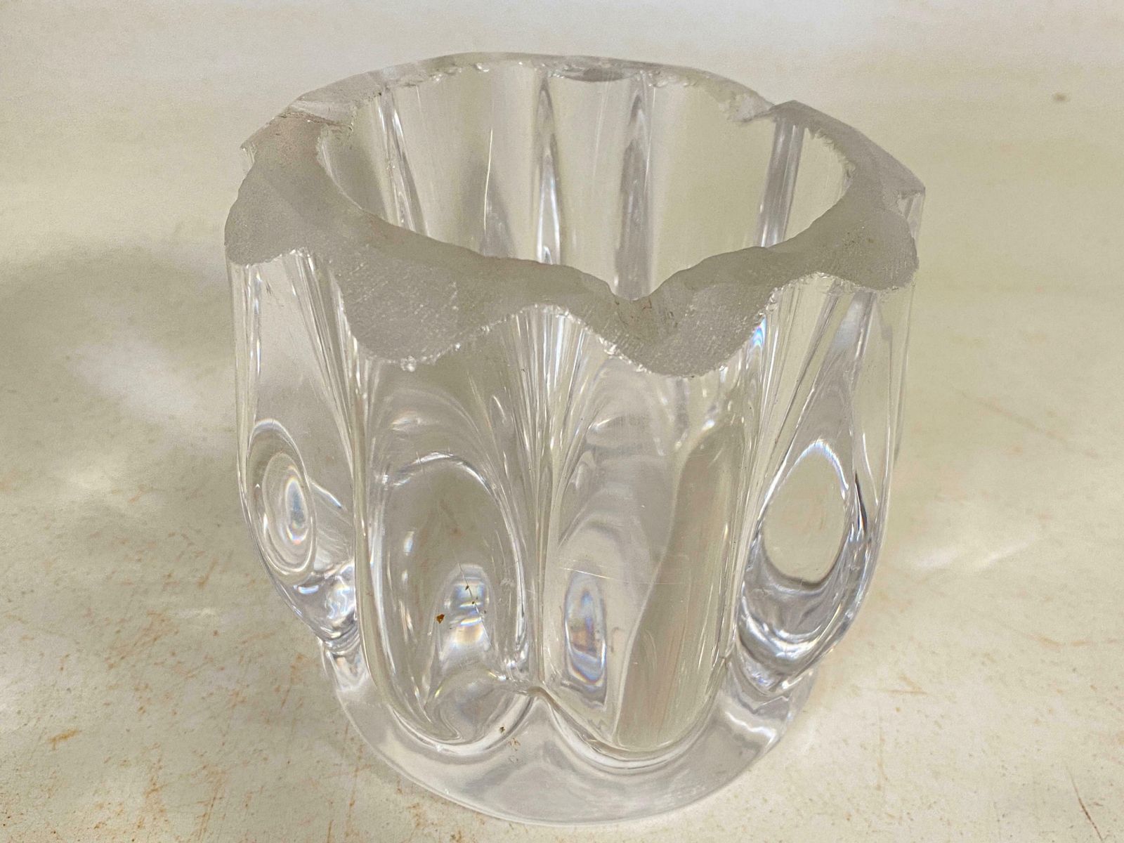 Art Deco Molded Glass Ashtray France 1940 Transparent Color Signed photo 370.0