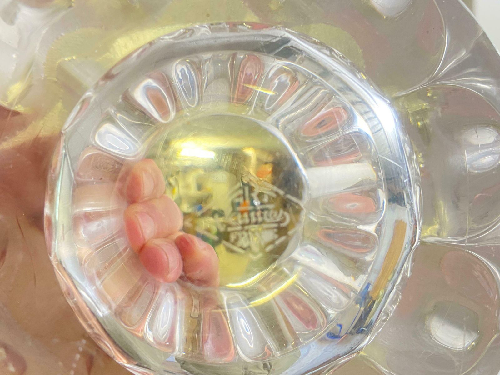 photo for sale Art Deco Molded Glass Ashtray France 1940 Transparent Color Signed