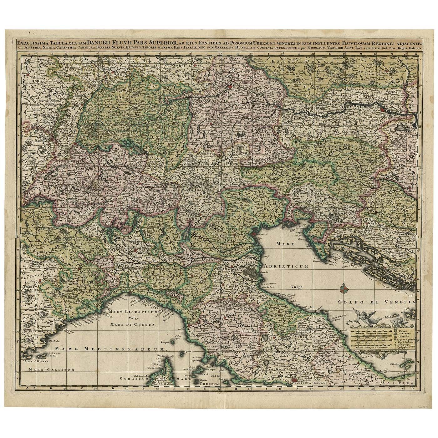 Finely Detailed Map Covering Northern Italy, Austria, Slovenia & Croatia, C.1690