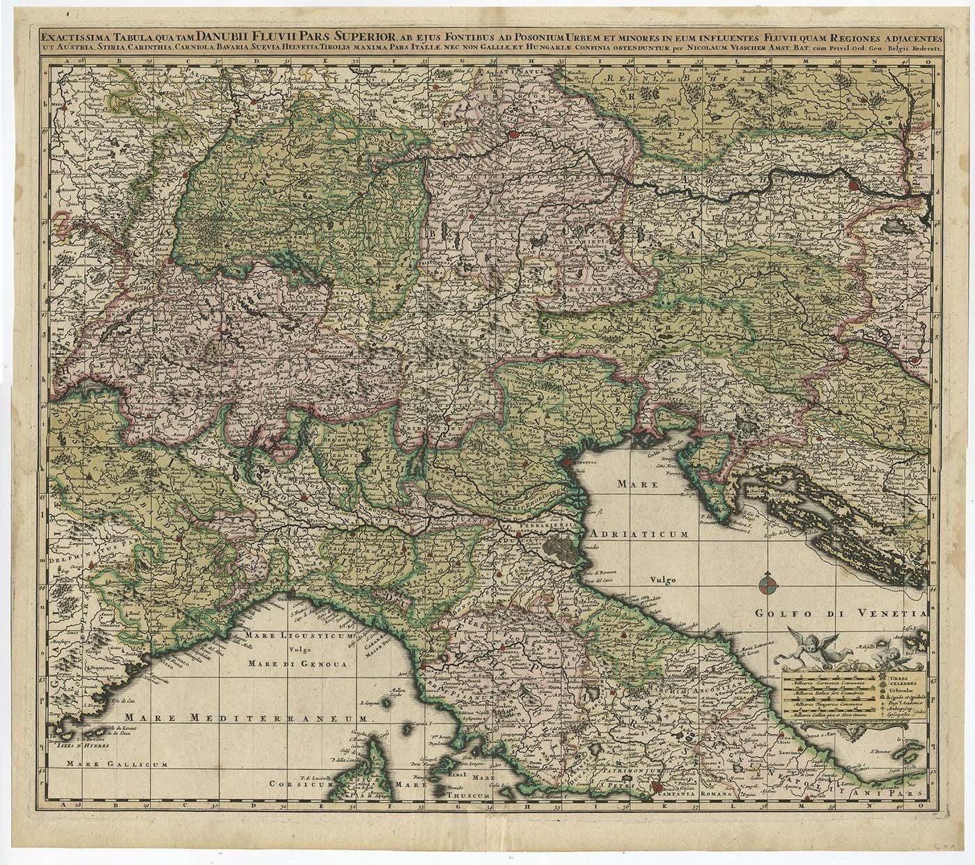 Finely Detailed Map Covering Northern Italy, Austria, Slovenia & Croatia, C.1690 photo furniture