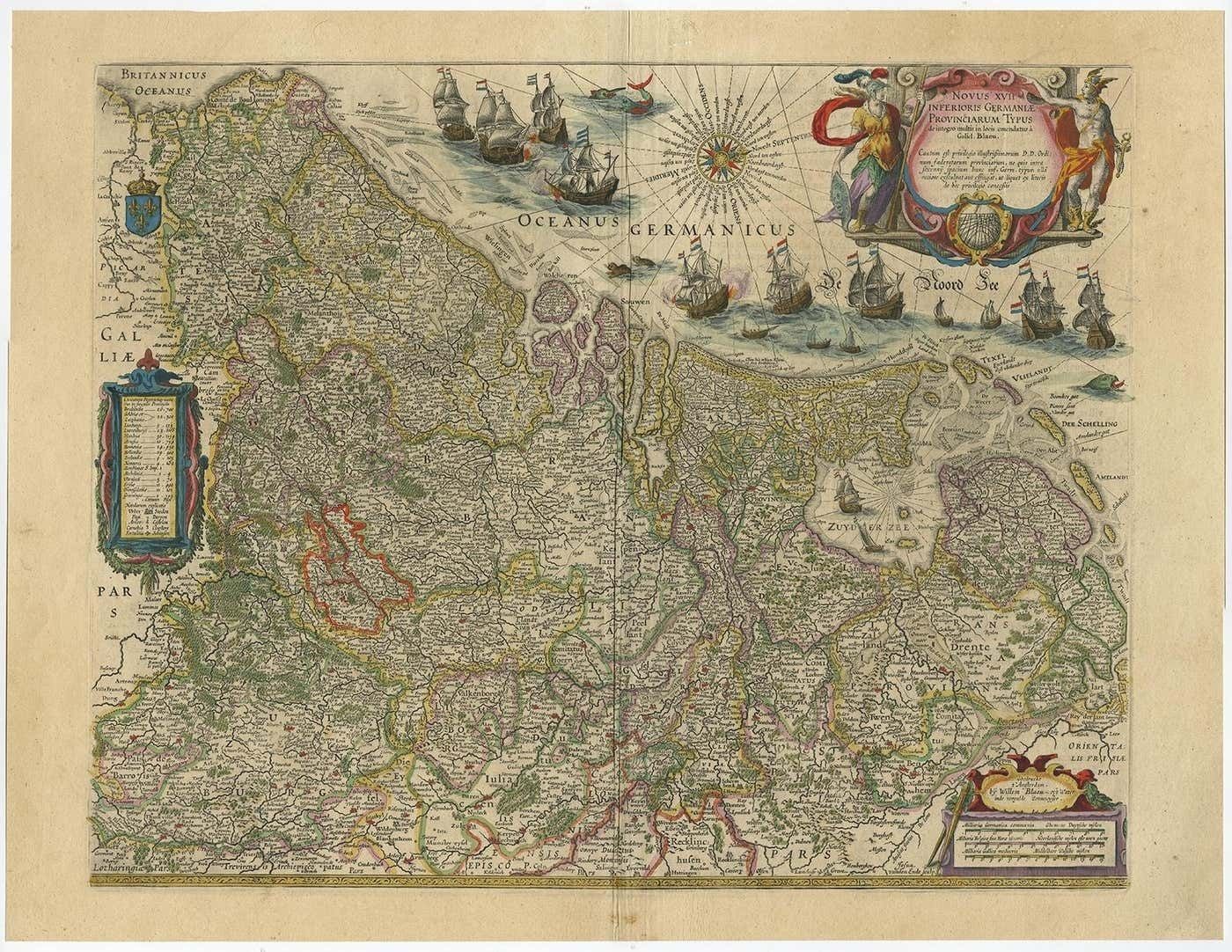 Handsome Old Detailed Map Of The Low Countries By Famous Mapmaker Blaeu, Ca.1635 photo furniture