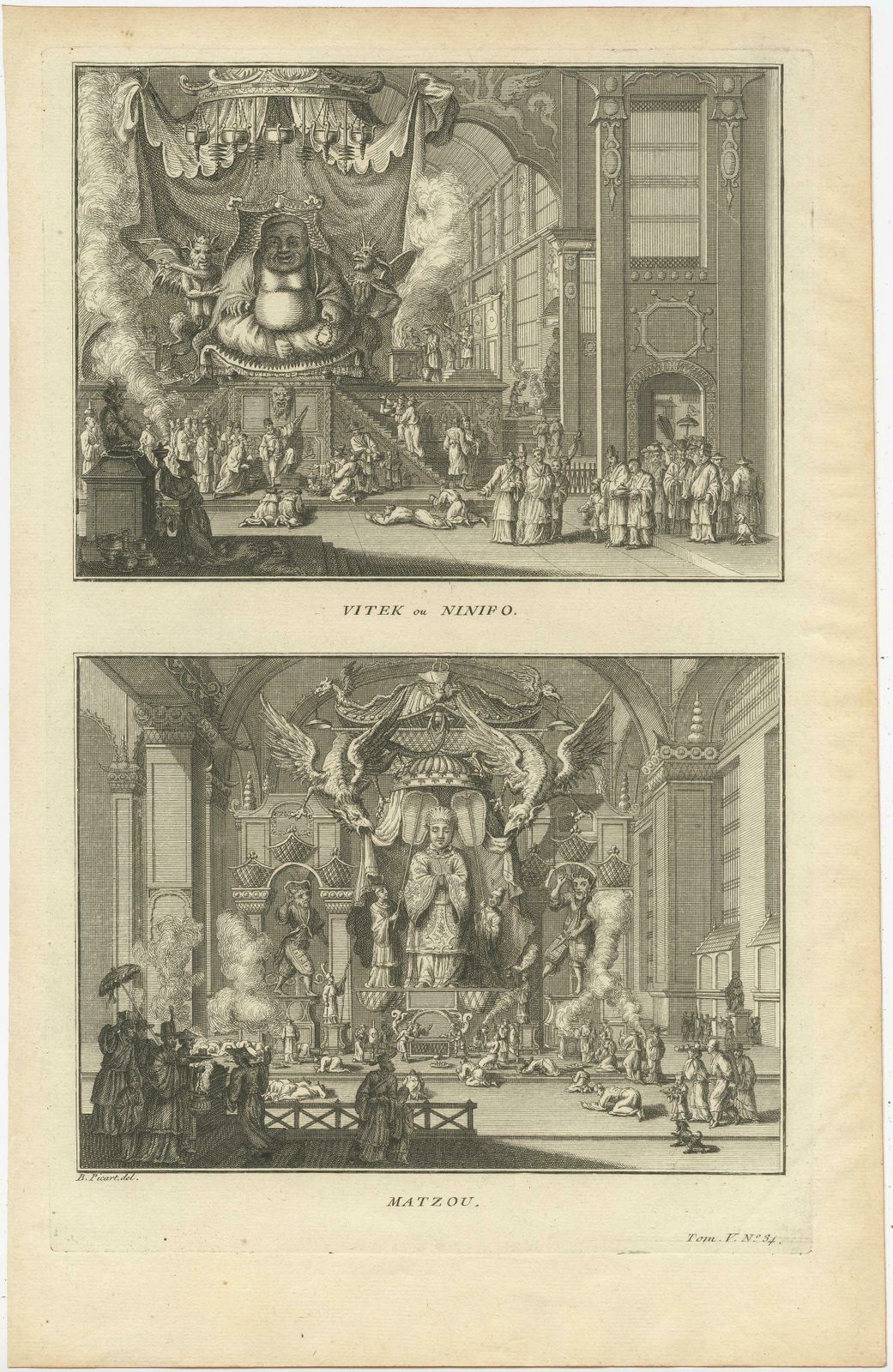 Antique Print Of The Two Chinese Gods Vitek And Matzou photo furniture