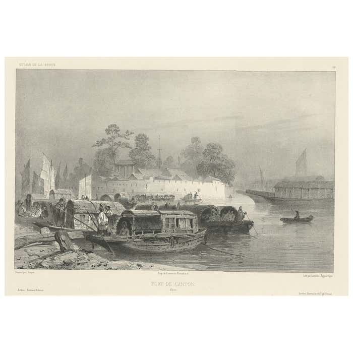 Antique Print Of A Fortress In Guangzhou In China, C.1850