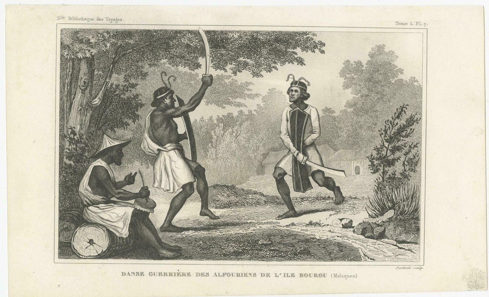 Antique Print Of Dancing Warriors On Buru Island, Maluku photo furniture