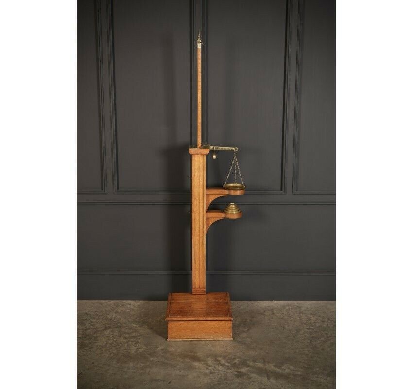 Victorian Brass Mounted Oak Personal Weighing Scales photo Home Decor